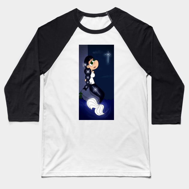 Onyx Gemstone Mermaid with Northstar Baseball T-Shirt by JennaBunnies